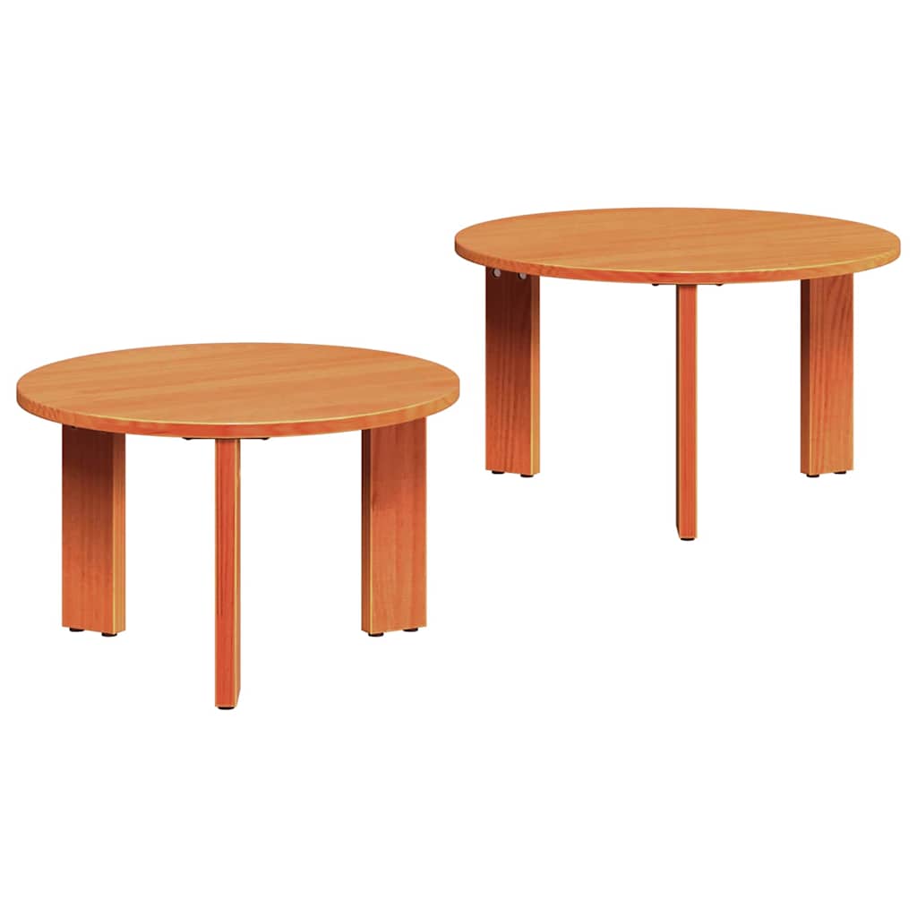 vidaXL Couchtisch 2 pcs Wachsbraun Massivholz Kiefer