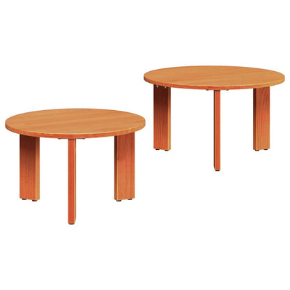 vidaXL Couchtisch 2 pcs Wachsbraun Massivholz Kiefer