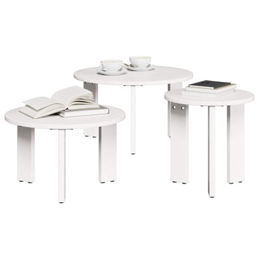 vidaXL Couchtisch 3 pcs Weiß Massivholz Kiefer