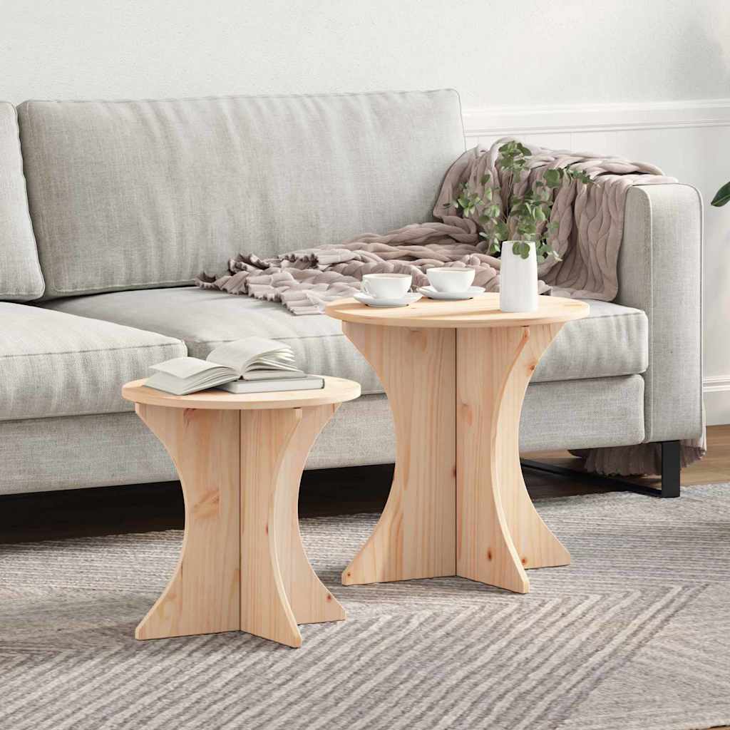 vidaXL Couchtisch 2 pcs Natur Massivholz Kiefer