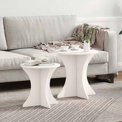 vidaXL Couchtisch 2 pcs Weiß Massivholz Kiefer