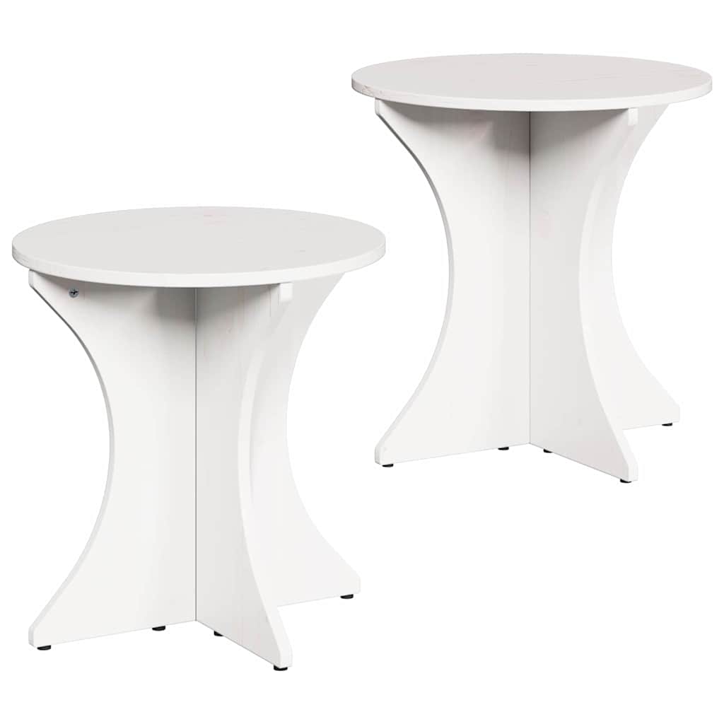 vidaXL Couchtisch 2 pcs Weiß Massivholz Kiefer