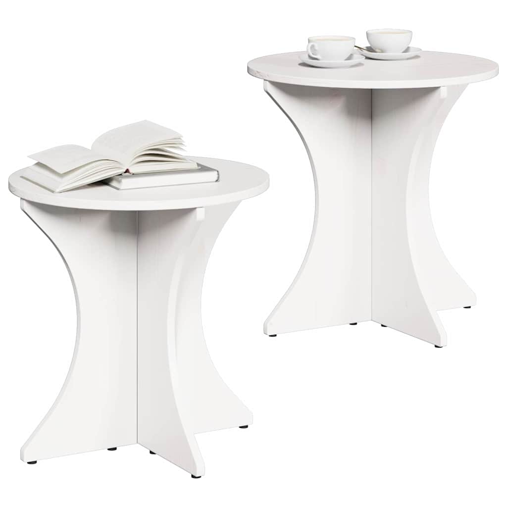 vidaXL Couchtisch 2 pcs Weiß Massivholz Kiefer