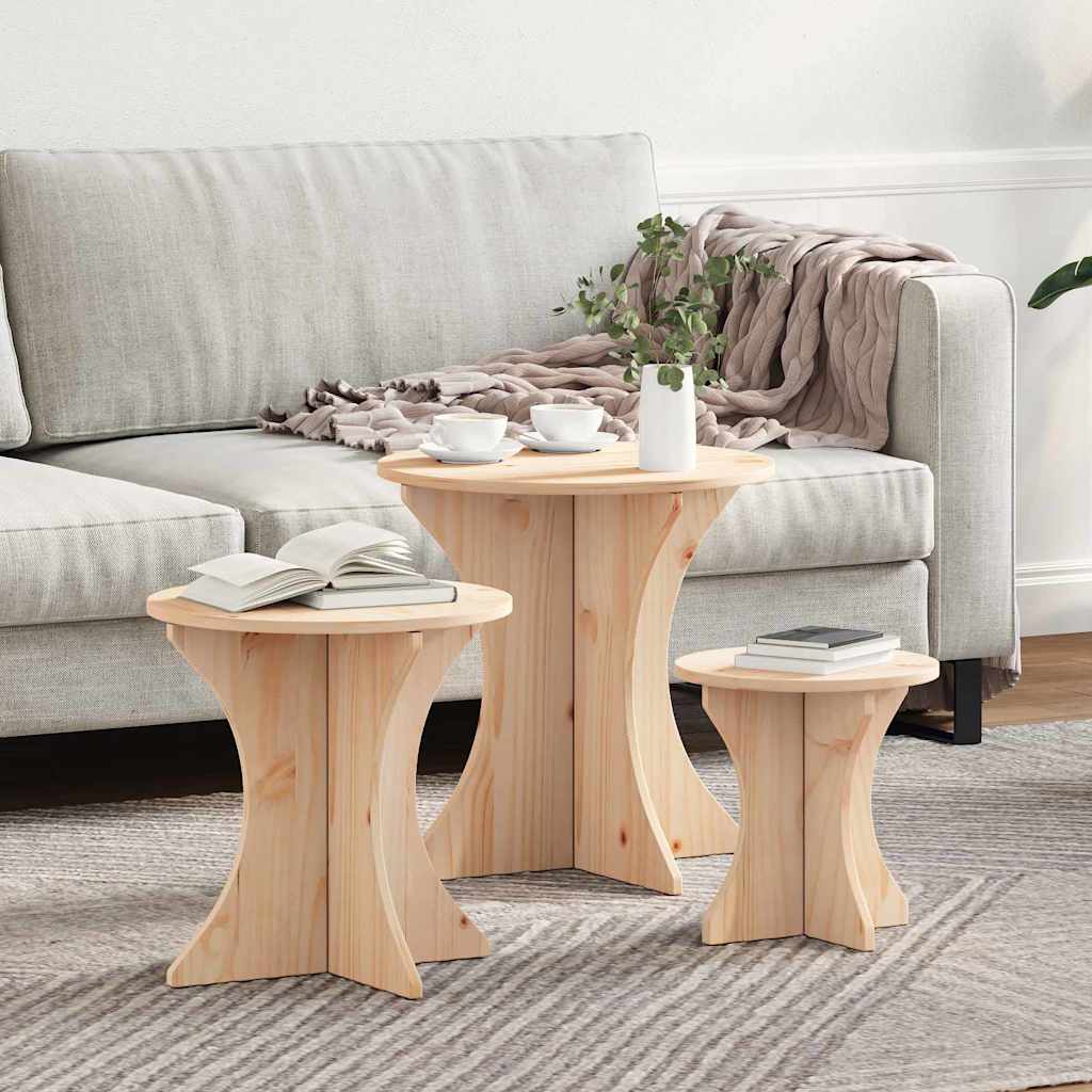 vidaXL Couchtisch 3 pcs Natur