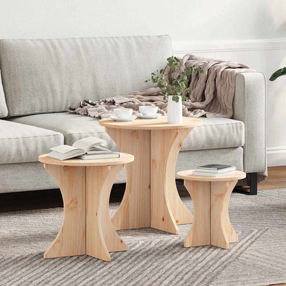 vidaXL Couchtisch 3 pcs Natur
