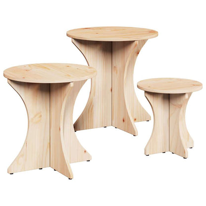 vidaXL Couchtisch 3 pcs Natur