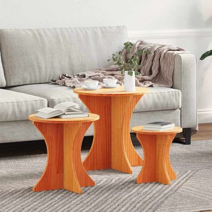 Couchtisch 3 pcs Wachsbraun