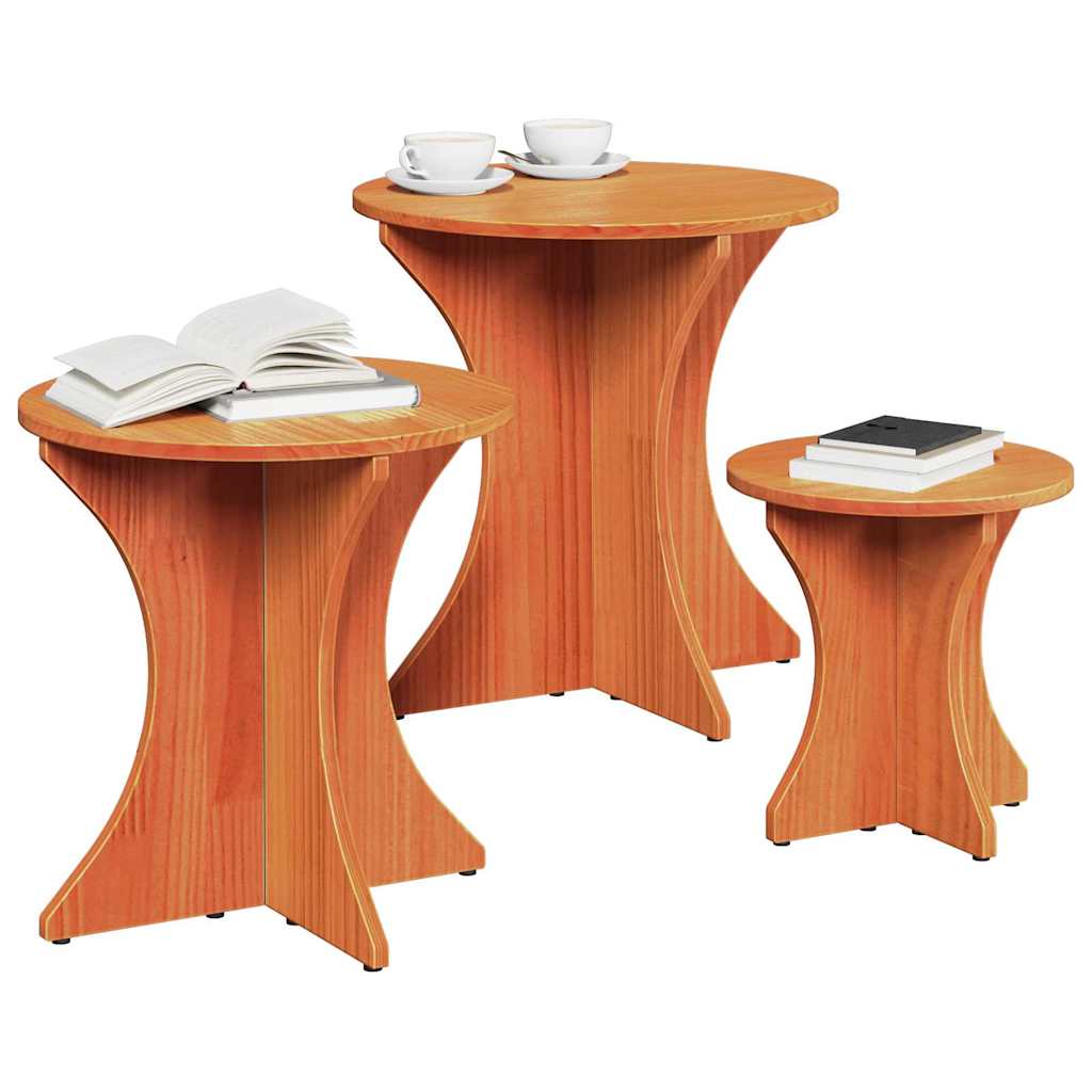 Couchtisch 3 pcs Wachsbraun