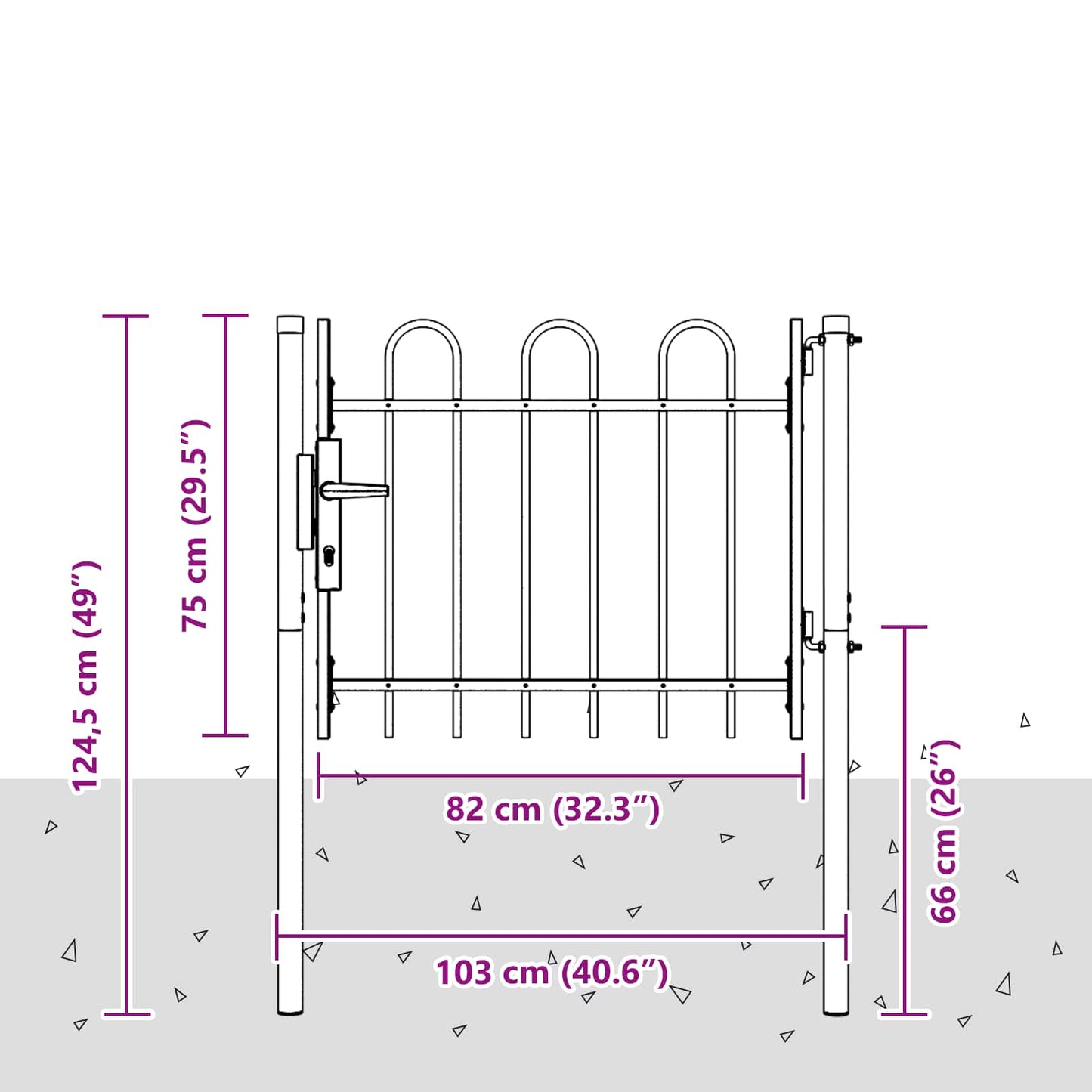 Zauntor mit Schloss Grau 103 x 250 cm Pulverbeschichteter Stahl