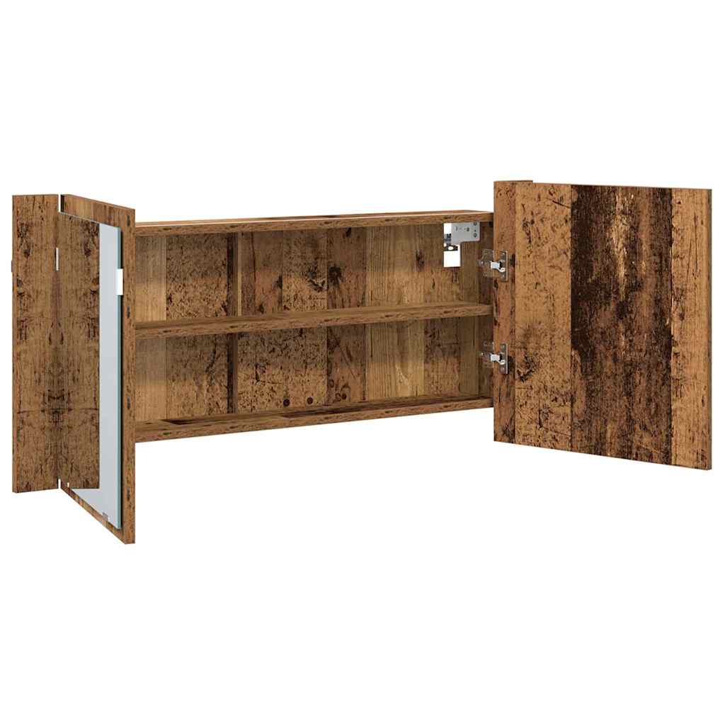 vidaXL LED Spiegel-Schrank Altholz 100 x 12 x 45 cm Holzwerkstoff
