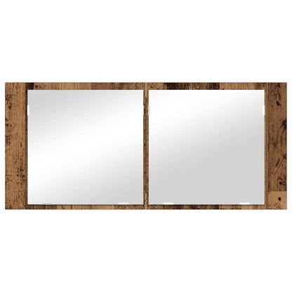 vidaXL LED Spiegel-Schrank Altholz 100 x 12 x 45 cm Holzwerkstoff