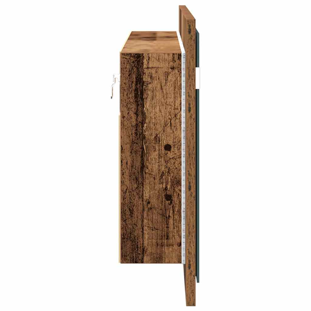 vidaXL LED Spiegel-Schrank Altholz 100 x 12 x 45 cm Holzwerkstoff