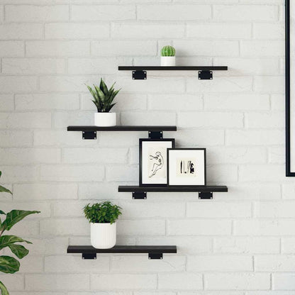 vidaXL Regalbrett 4 pcs Schwarz 40 x 10 x 1,5 cm Holzwerkstoff