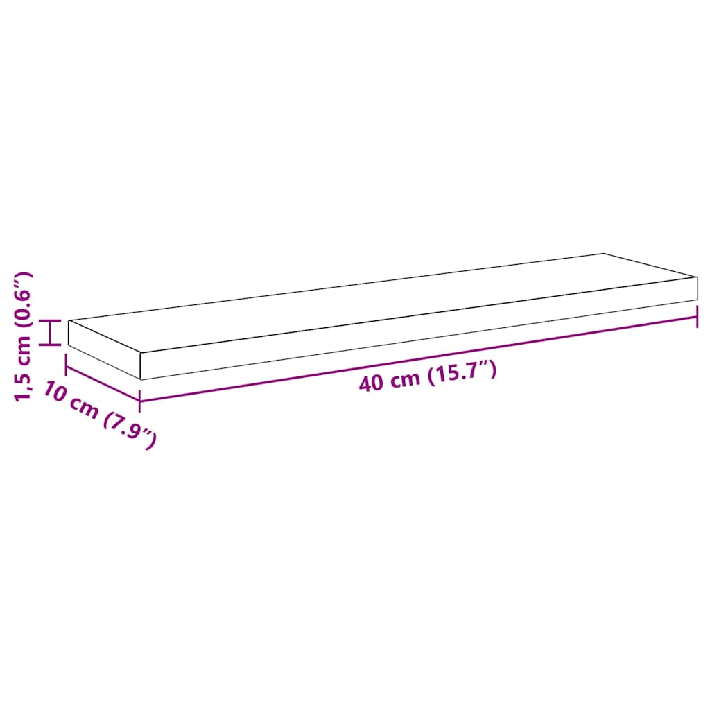 vidaXL Regalbrett 4 pcs Schwarz 40 x 10 x 1,5 cm Holzwerkstoff