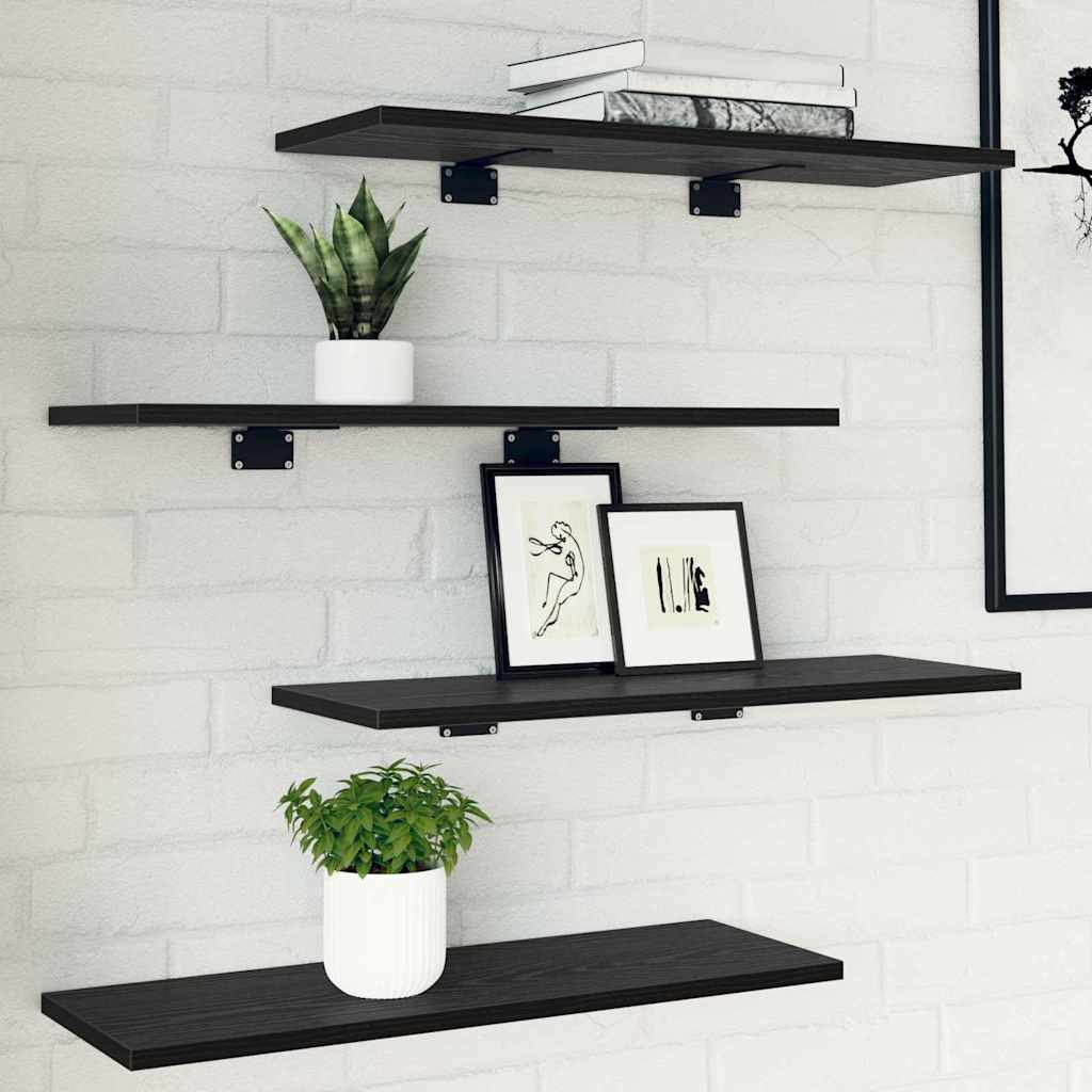 vidaXL Regalbrett 4 pcs Schwarz 60 x 20 x 1,5 cm Holzwerkstoff