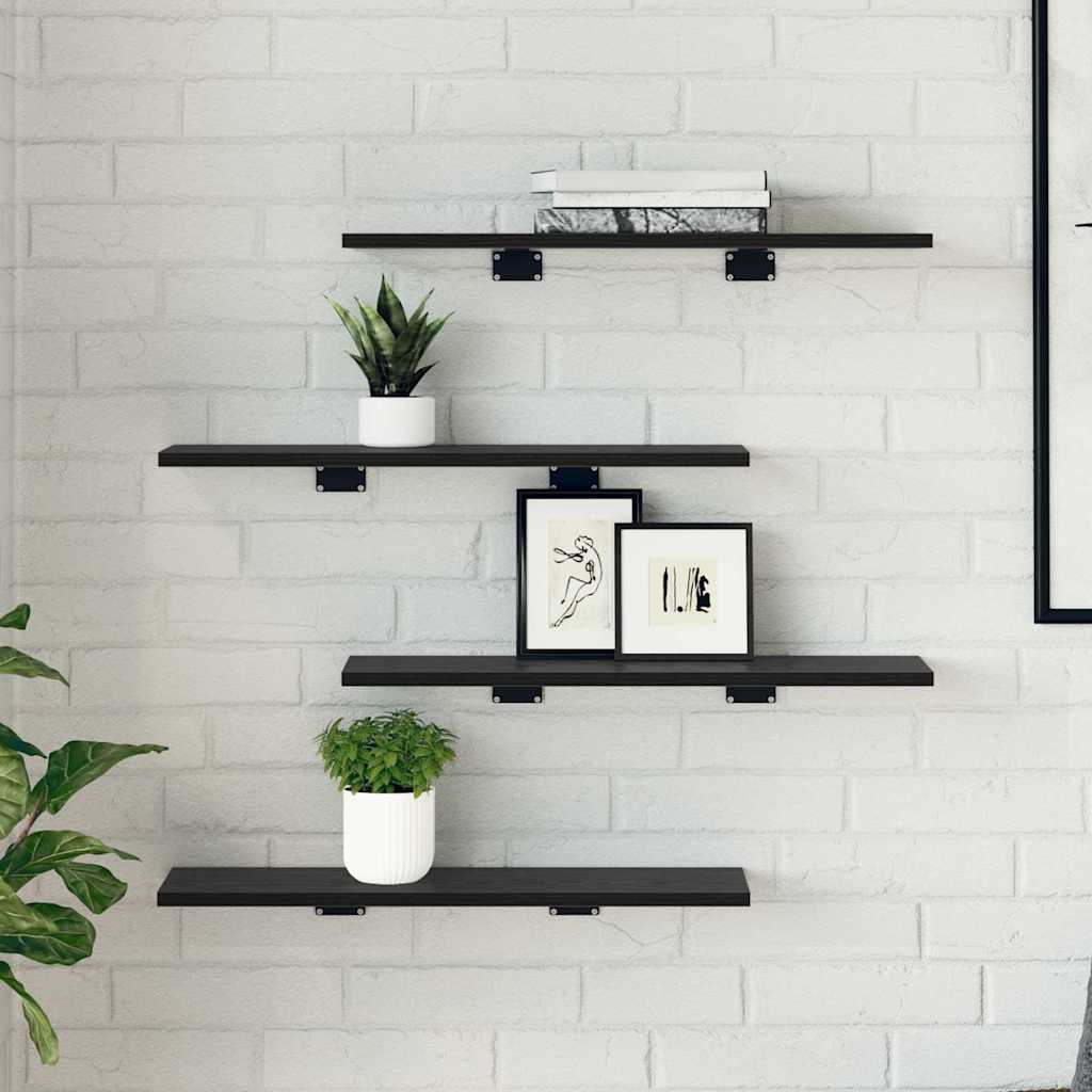 vidaXL Regalbrett 4 pcs Schwarz 60 x 20 x 1,5 cm Holzwerkstoff