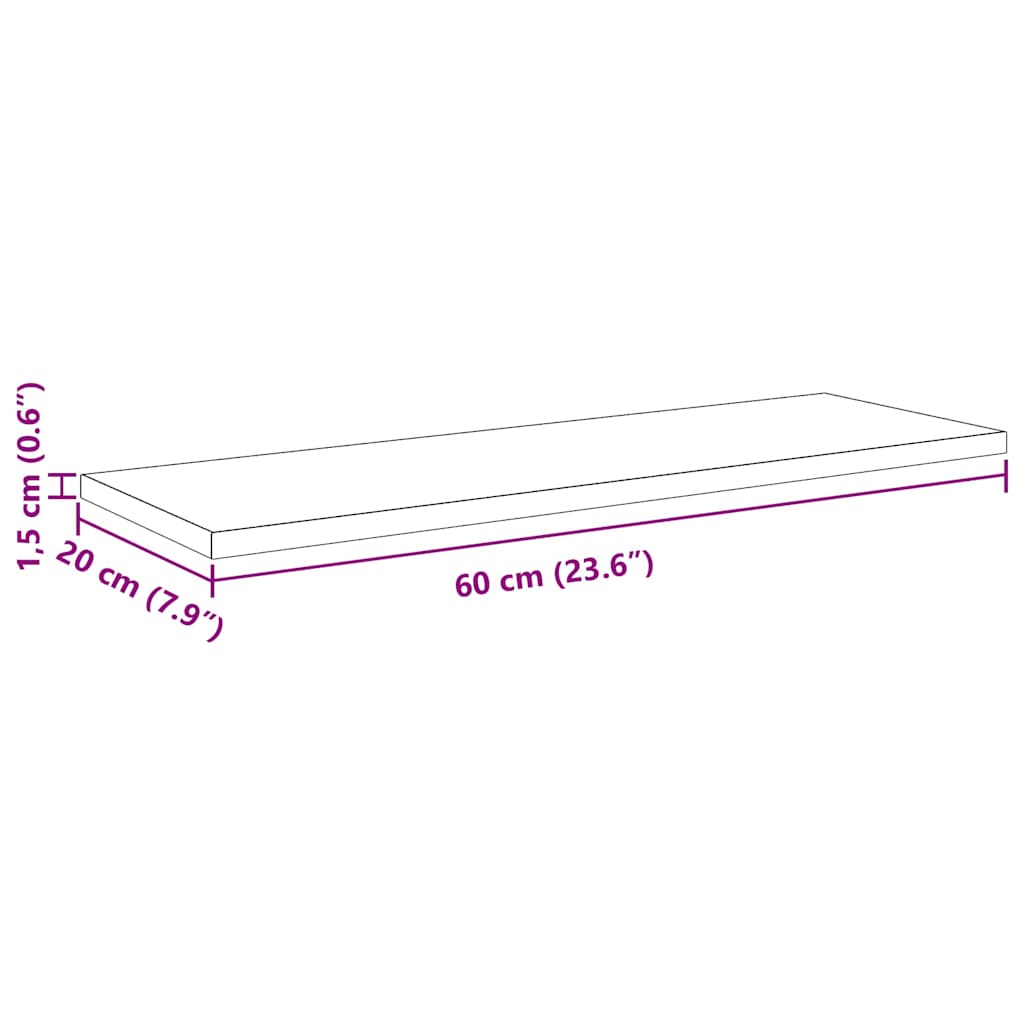 vidaXL Regalbrett 4 pcs Schwarz 60 x 20 x 1,5 cm Holzwerkstoff