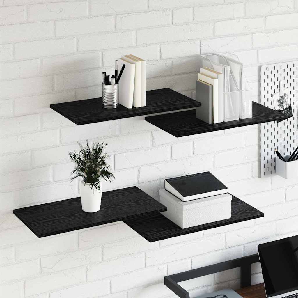vidaXL Regalbrett 4 pcs Schwarz 60 x 30 x 1,5 cm Holzwerkstoff