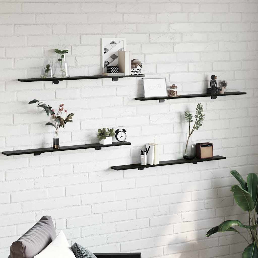 vidaXL Étagère 4 pcs Noir 100 x 10 x 1,5 cm Bois d'ingénierie