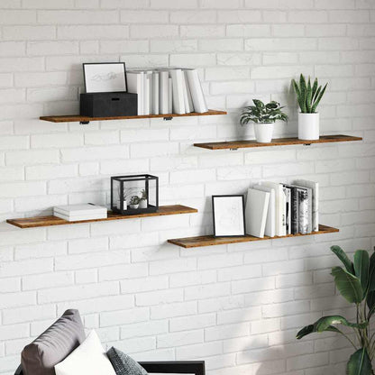 vidaXL Étagères murales 4 pcs Marron 100 x 20 x 1.5 cm Bois d'ingénierie