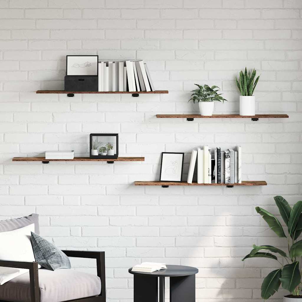 vidaXL Étagères murales 4 pcs Marron 100 x 20 x 1.5 cm Bois d'ingénierie