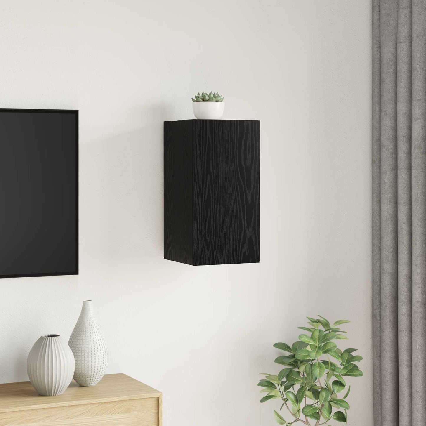 vidaXL Wand-TV-Schrank Schwarz Eichen-Optik 30,5 x 30 x 60 cm