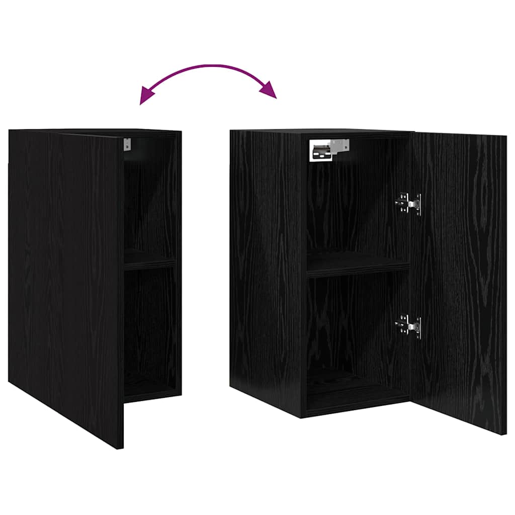 Wand-TV-Schrank 2 pcs Schwarz Eichen-Optik 30,5 x 30 x 60 cm