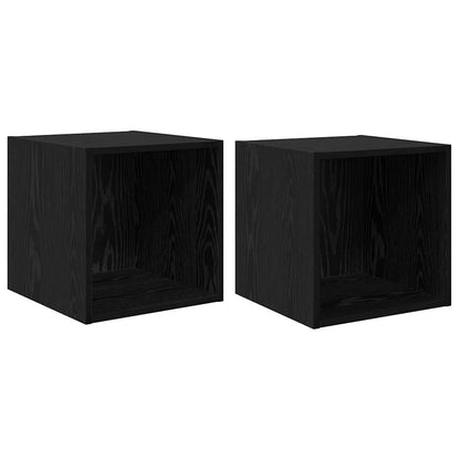 Wandschrank 2 pcs Schwarz Eichen-Optik 37 x 37 x 37 cm