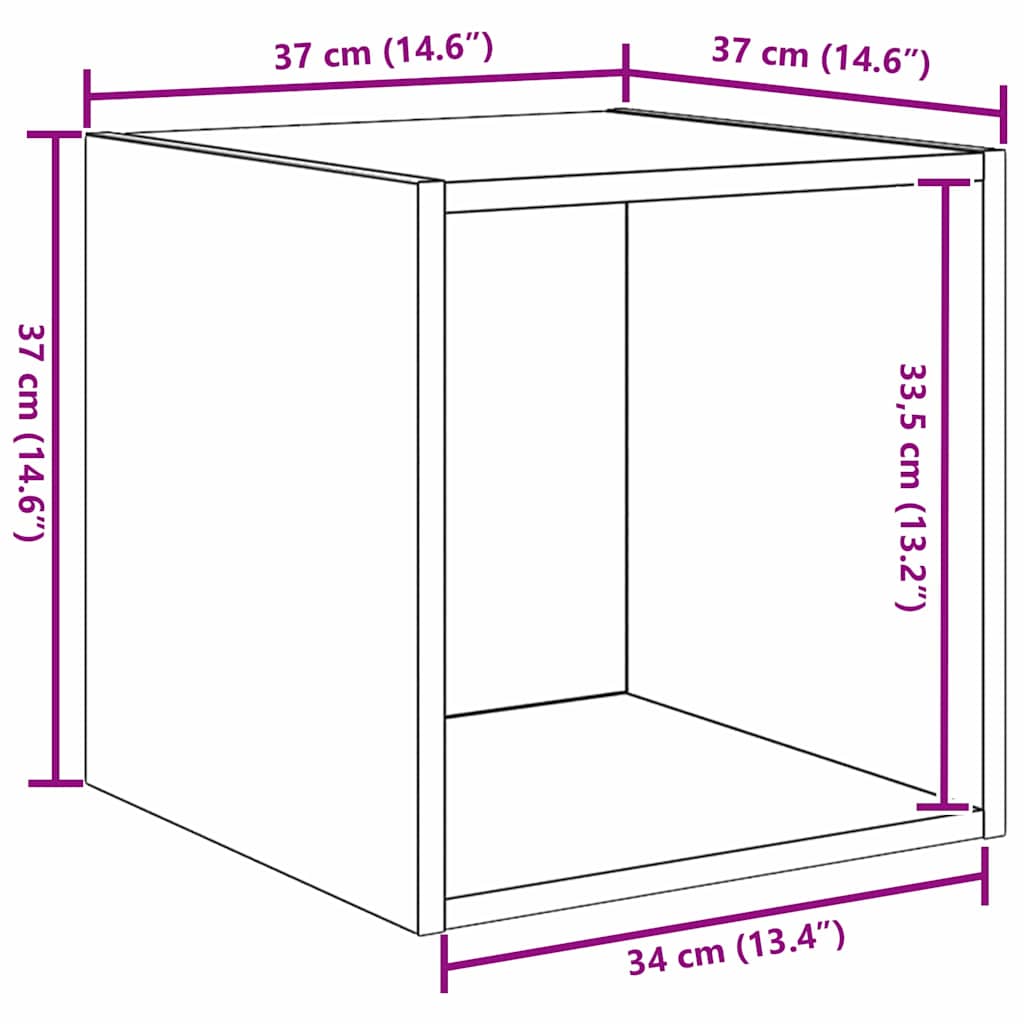 vidaXL Wandschrank 2 pcs Schwarz Eichen-Optik 37 x 37 x 37 cm