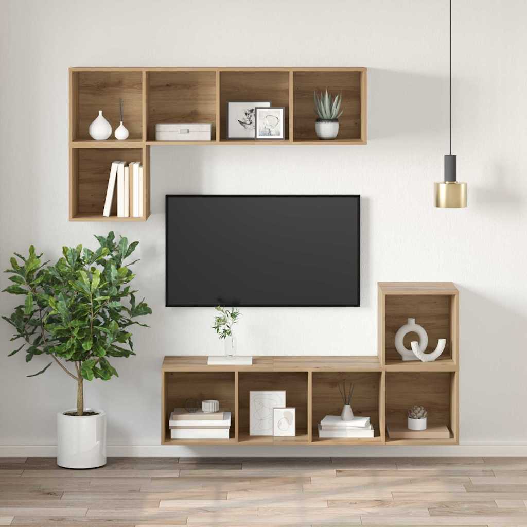 vidaXL Meuble TV chêne artisan 37 x 37 x 107 cm bois d'ingénierie