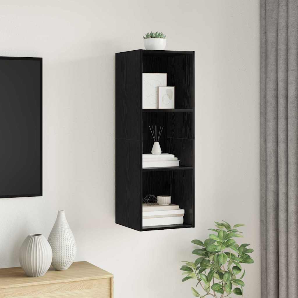 vidaXL Meuble TV Noir aspect chêne 37 x 37 x 107 cm