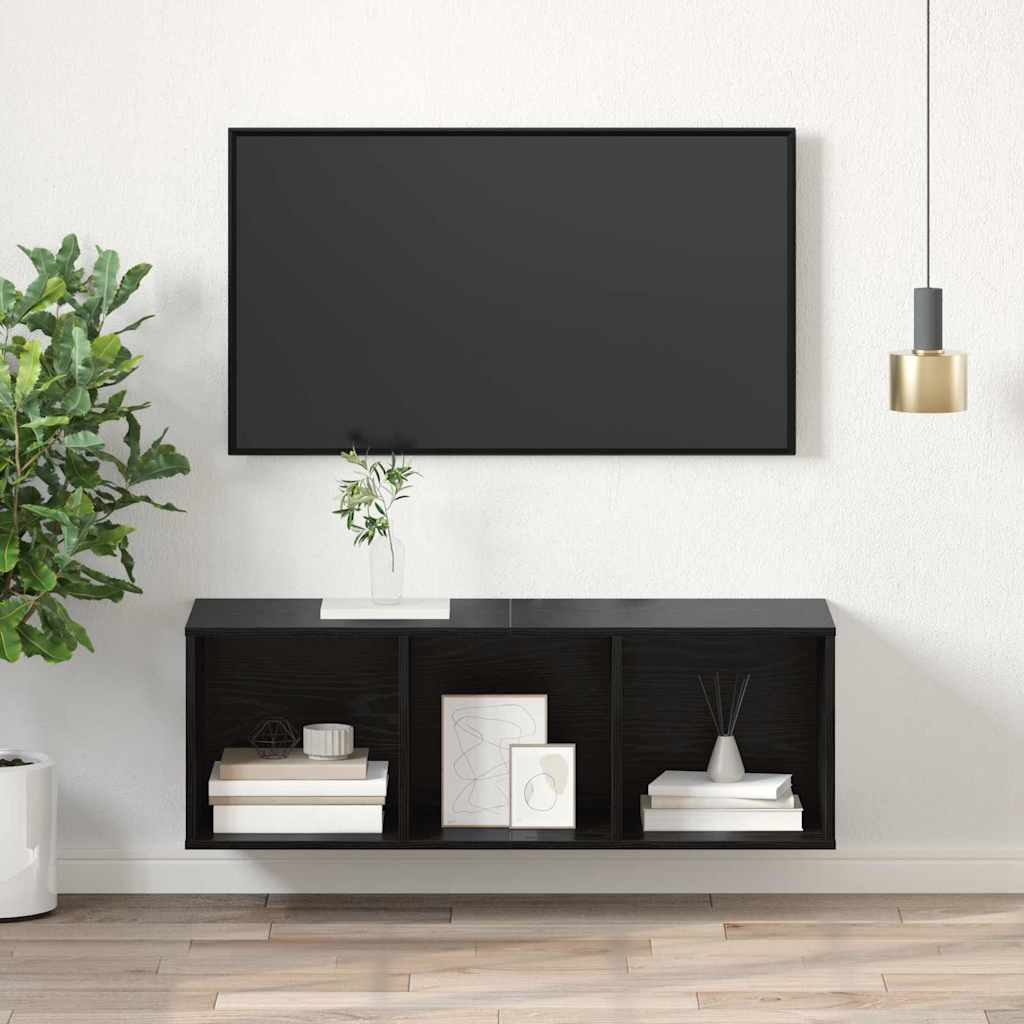 vidaXL Meuble TV Noir aspect chêne 37 x 37 x 107 cm