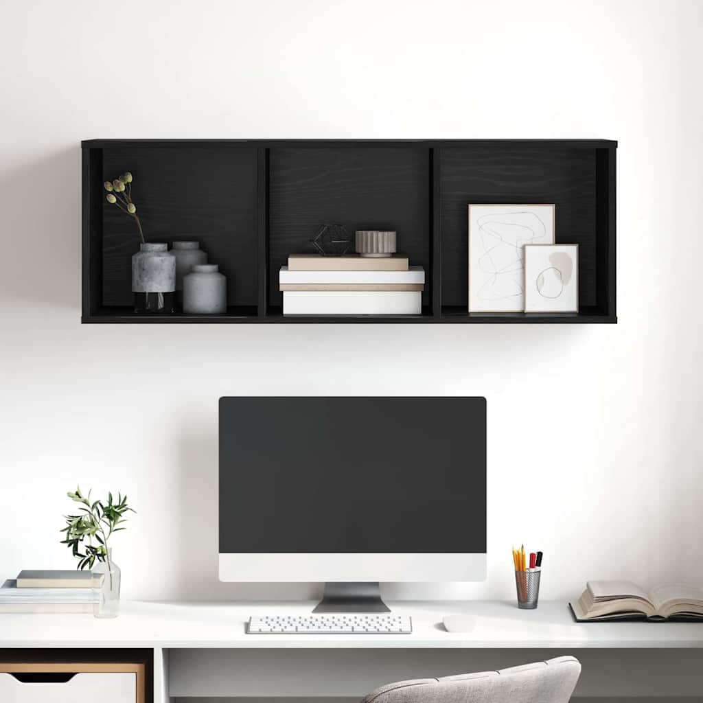 vidaXL Meuble TV Noir aspect chêne 37 x 37 x 107 cm