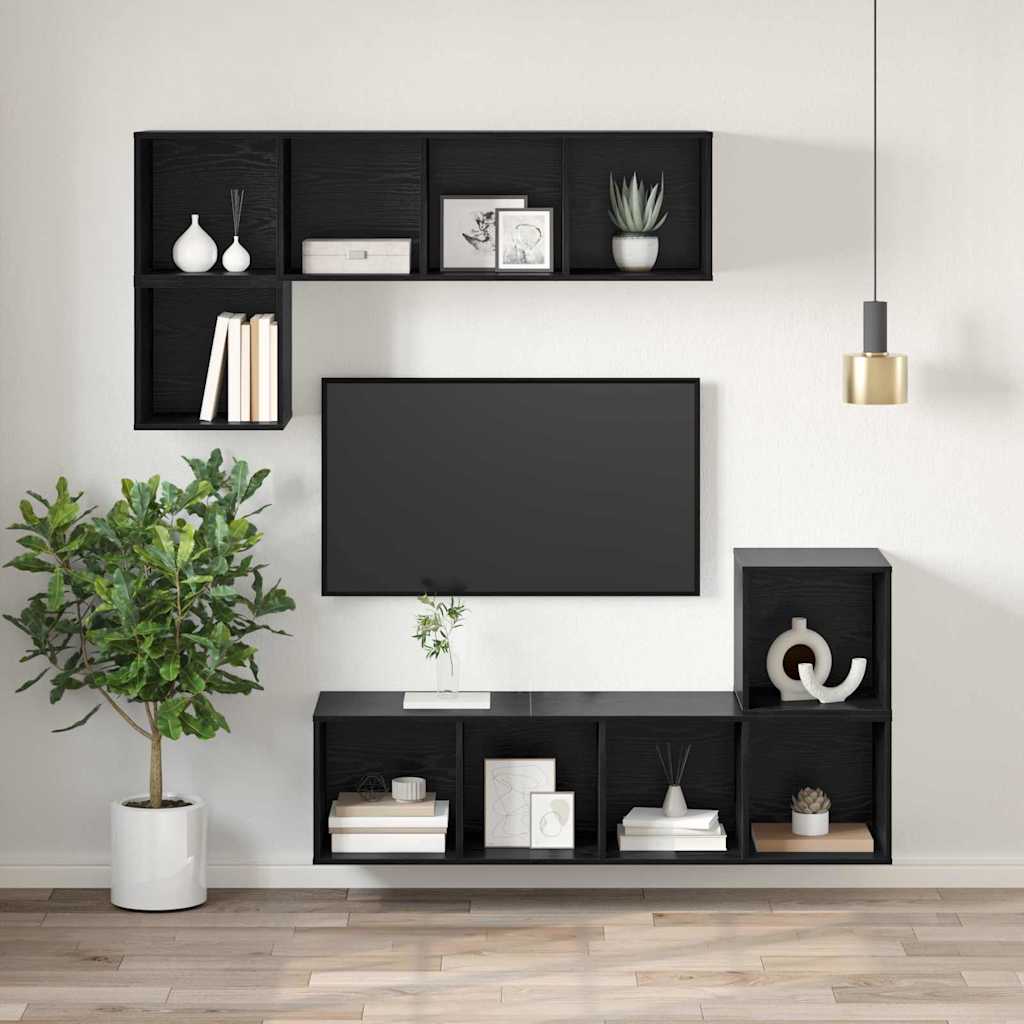 vidaXL Meuble TV Noir aspect chêne 37 x 37 x 107 cm