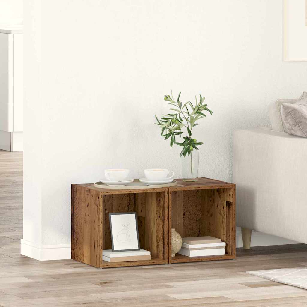 vidaXL Meuble TV 2 pcs en bois de récupération 37 x 35 x 37,5 cm bois d'ingénierie