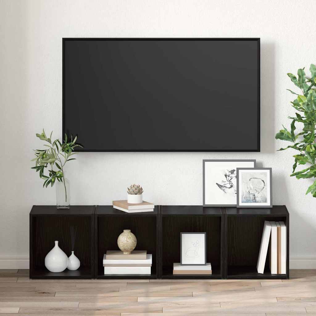 vidaXL TV-Schrankset 4 pcs Schwarz 37 x 35 x 37,5 cm Holzwerkstoff
