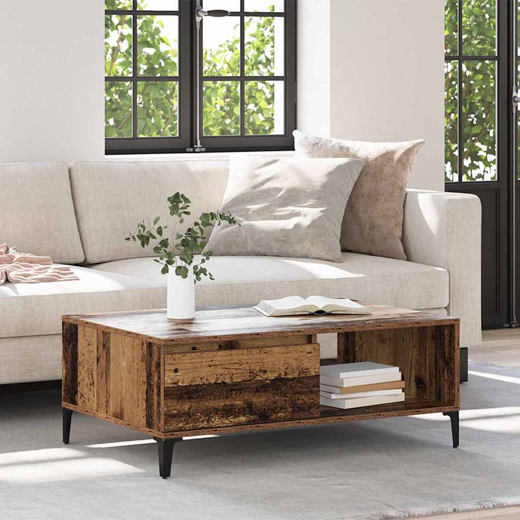 vidaXL Table basse en bois recyclé 90 x 60 x 35 cm Bois d'ingénierie