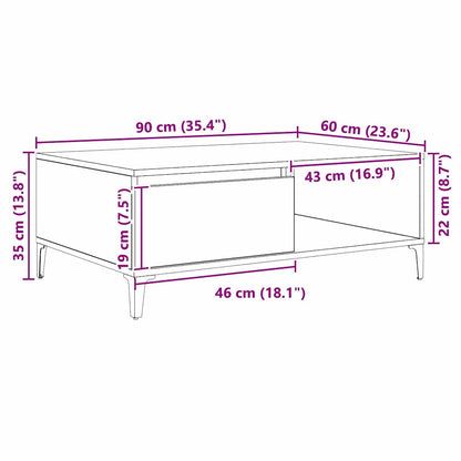 vidaXL Table basse en bois recyclé 90 x 60 x 35 cm Bois d'ingénierie