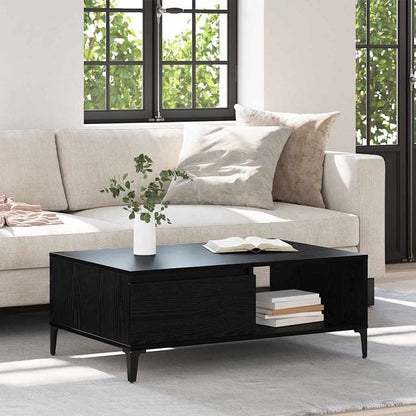 vidaXL Table basse noir aspect chêne 90 x 60 x 35 cm Bois d'ingénierie