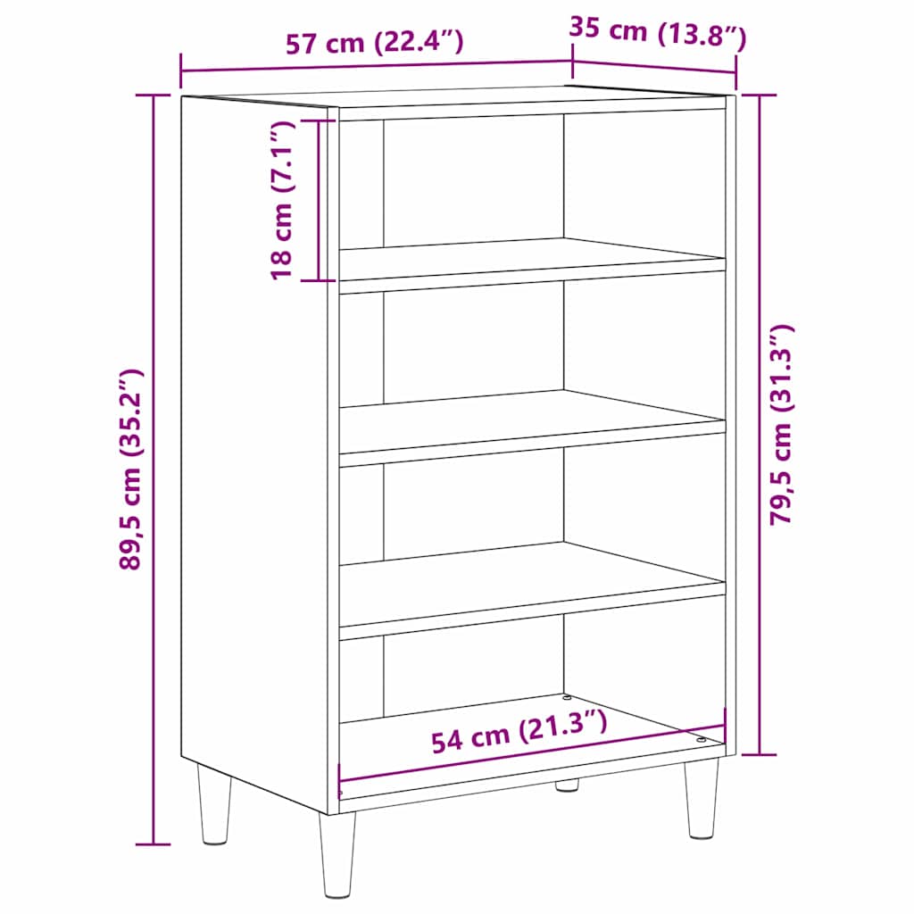 Sideboard Artisan-Eiche 57 x 35 x 89,5 cm Holzwerkstoff