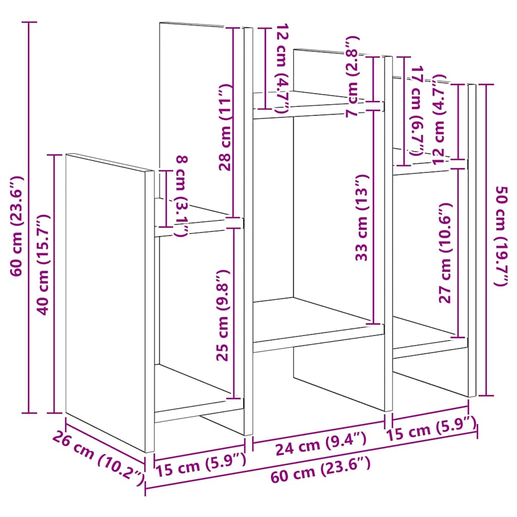 vidaXL Seitenschrank Schwarz Eichen-Optik 60 x 26 x 60 cm