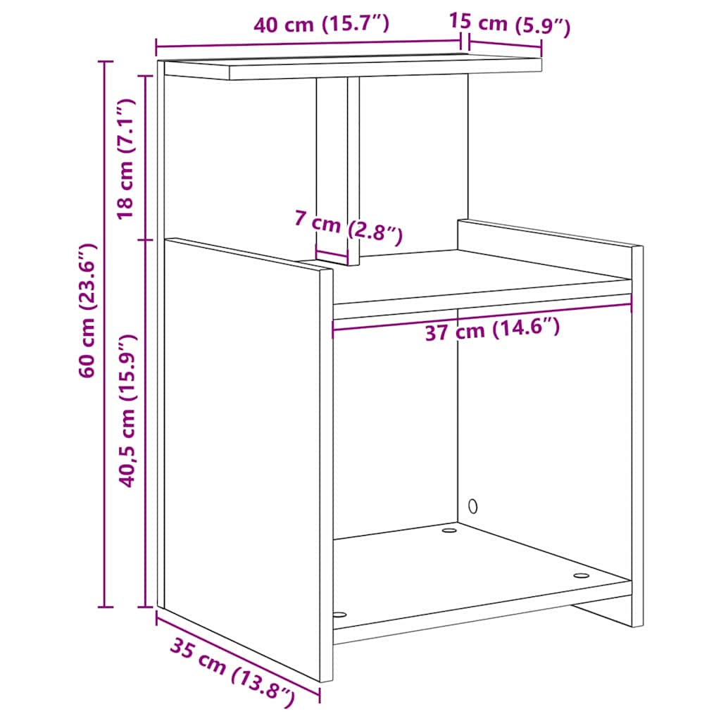vidaXL Nachttisch 2 pcs Altholz 40 x 35 x 60 cm Holzwerkstoff