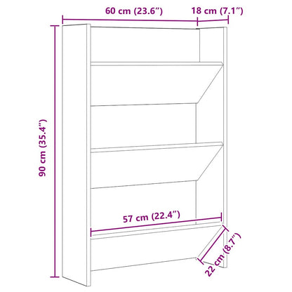 Schuhschrank Artisan-Eiche 60 x 18 x 90 cm Holzwerkstoff