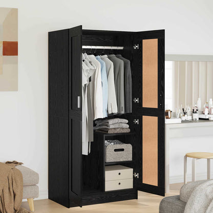 Kleiderschrank Schwarz Eichen-Optik 82,5 x 51,5 x 180 cm