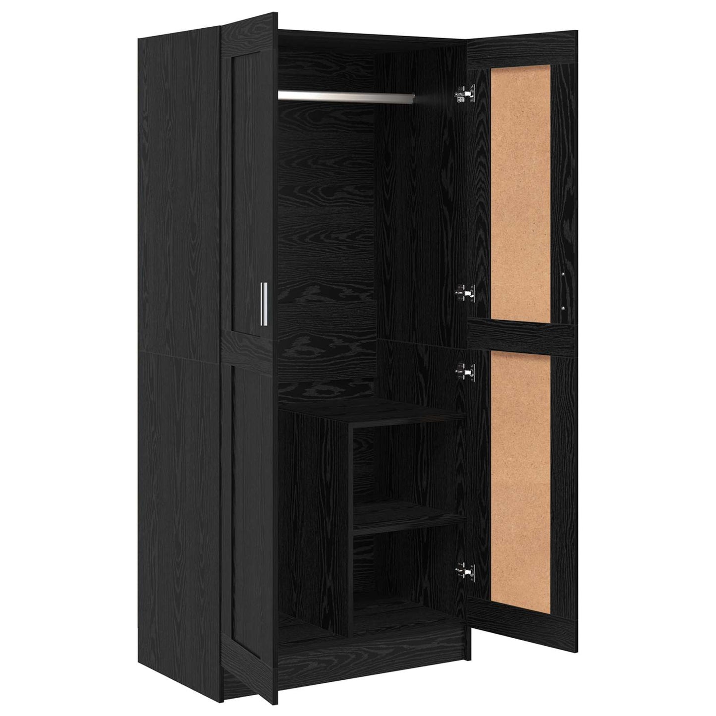 Kleiderschrank Schwarz Eichen-Optik 82,5 x 51,5 x 180 cm
