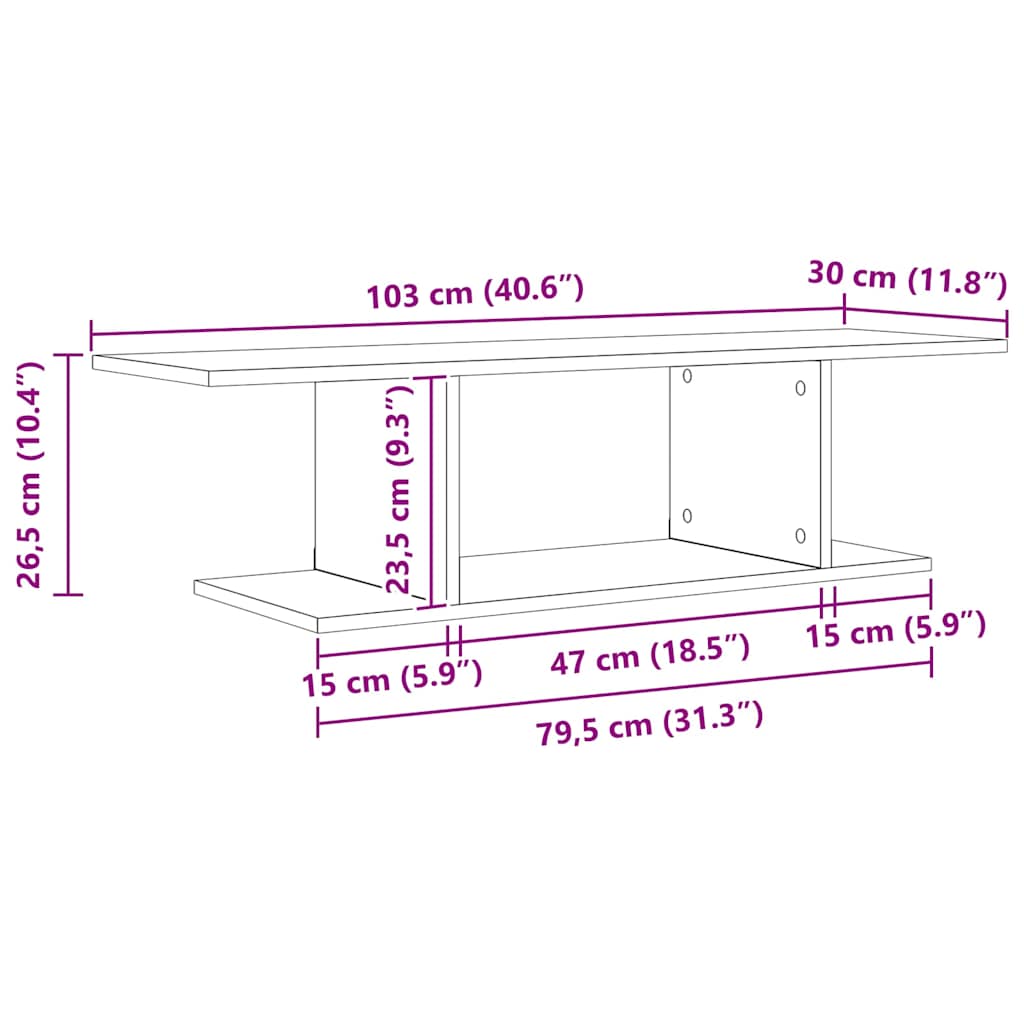 vidaXL TV-Schrankset Braun 103 x 30 x 26,5 cm Holzwerkstoff