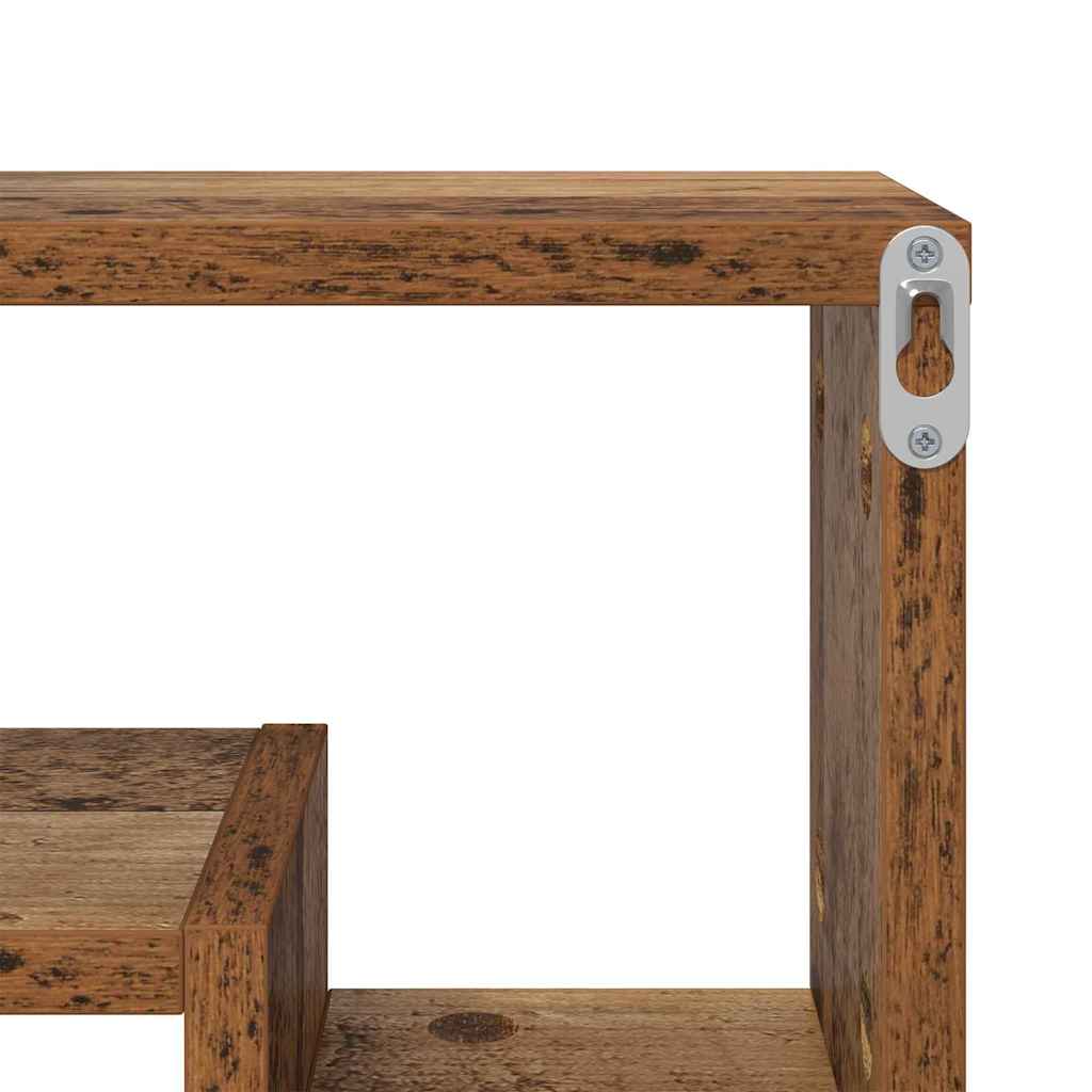 vidaXL Wandregal mit Regal Altholz 82 x 15 x 51 cm Holzwerkstoff