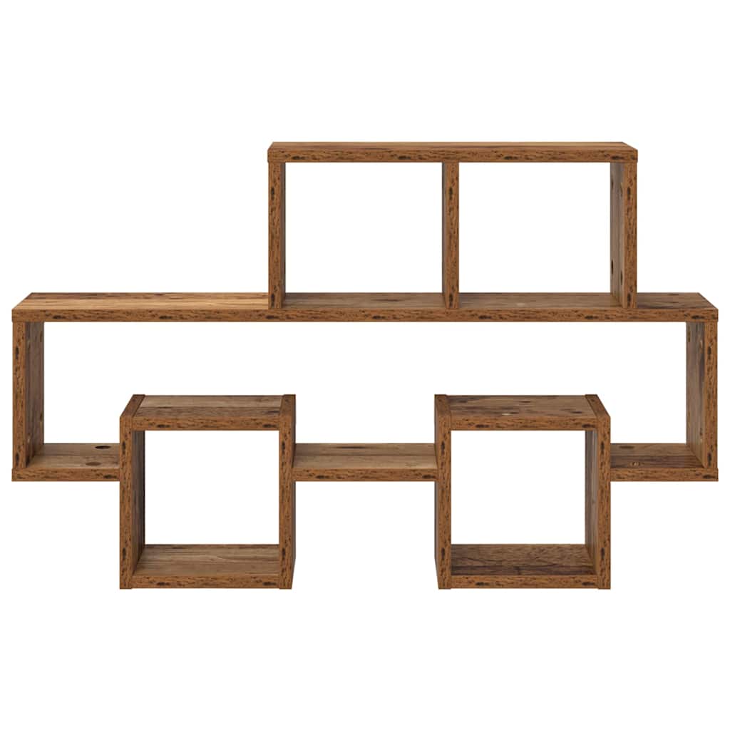 vidaXL Wandregal mit Regal Altholz 82 x 15 x 51 cm Holzwerkstoff