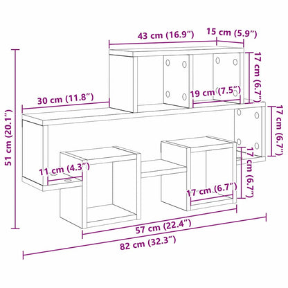 vidaXL Wandregal mit Regal Altholz 82 x 15 x 51 cm Holzwerkstoff