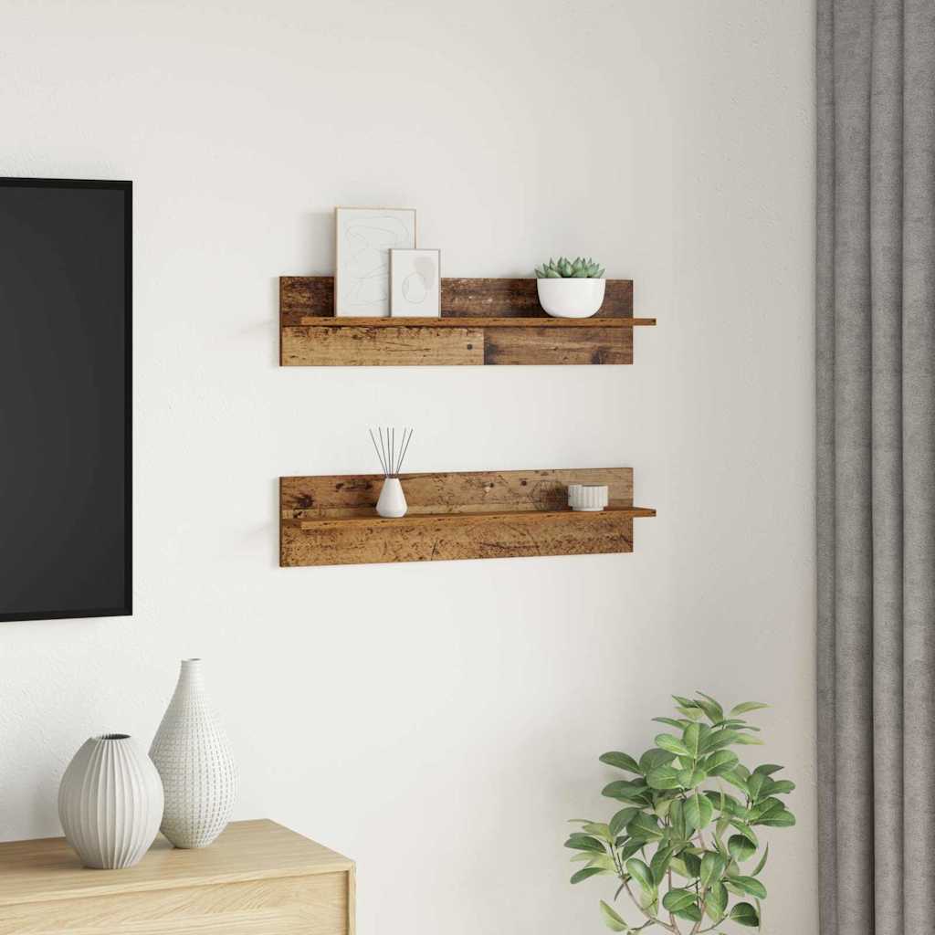 vidaXL Wandregal 2 pcs Altholz 80 x 11,5 x 18 cm Holzwerkstoff